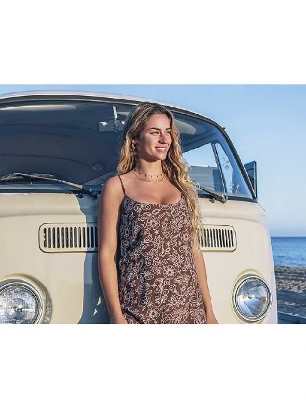 Brown Floral Slip Midi Dress - Women